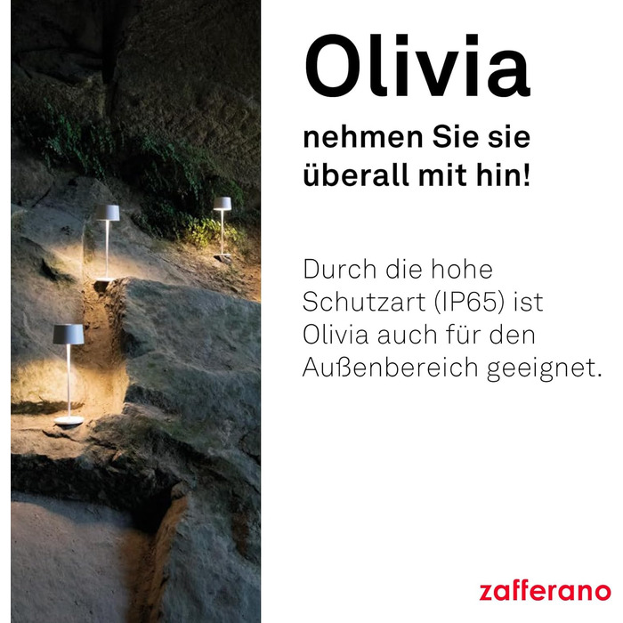 Zafferano Olivia Pro: Портативна LED-лампа з торшером, регулювання яскравості, 2200-3000K, Corten, для дому та саду