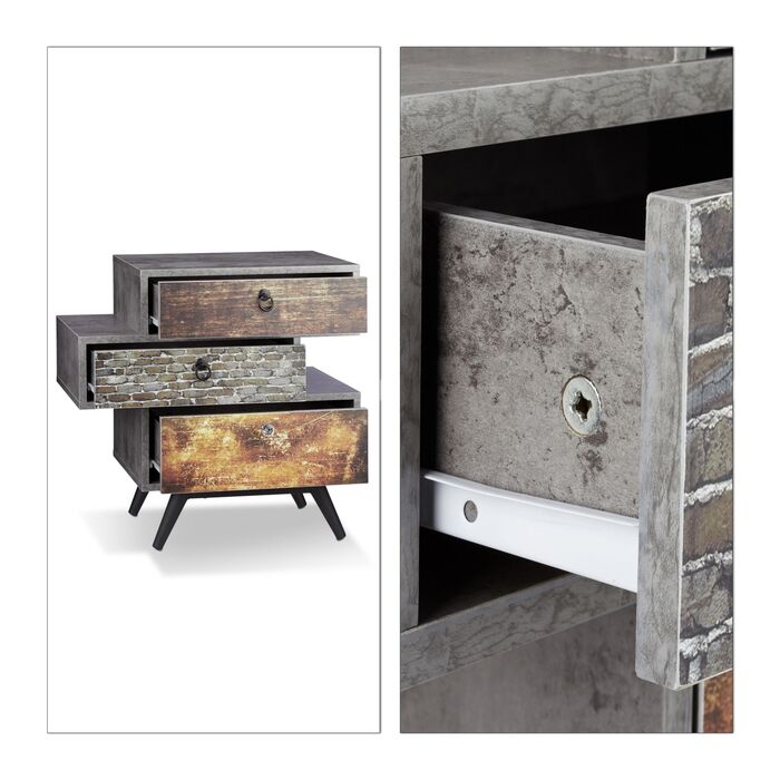 Вінтажна комод Relaxdays з 3 висувними ящиками