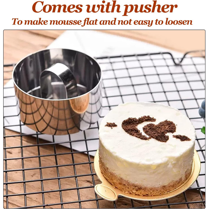 Кільця для десертів, міні-кільце для торта з нержавіючої сталі, набір мусових кілець діаметром 8 см з прес-підйомником, потовщений інструмент для випічки мусових десертів, тортів (макс. 60 символів), 12 шт.