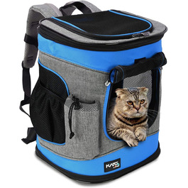 Рюкзак-переноска для собак Kato Tirrinia, сумка-переноска для домашніх тварин з сіткою для собак і кішок середнього розміру, переносна Дорожня сумка для цуценят вагою 1,5 фунта, синя