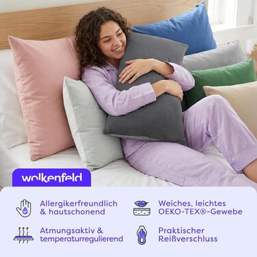 Комплект постільної білизни Wolkenfeld 135x200 см - сірий (світло-сірий/темно-сірий), м'який, не потребує прасування, сертифікат ÖKO-TEX, мікрофібра (1x 135x200 + 1x 80x80)