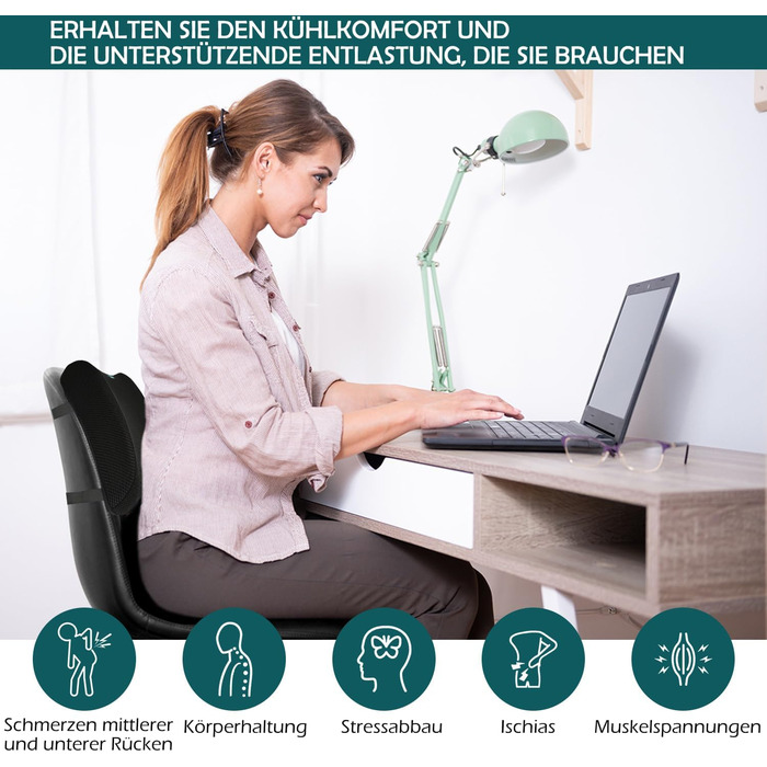 Підкова для спини JX OFFICE блакитна ергономічна - для офісу, крісла, дому. З піною Memory Foam. Полегшує та запобігає болям у спині
