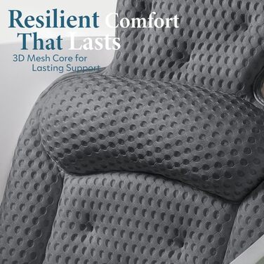 Подушка для ванни на голову та шию з 3D-сітки, 54 присоски, сіра, потовщена - для комфортного релаксу