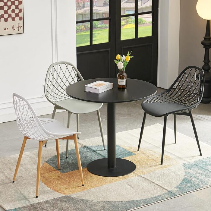 Круглий обідній стіл для кухні, вітальні, балкону. Білий, 70x70 см.