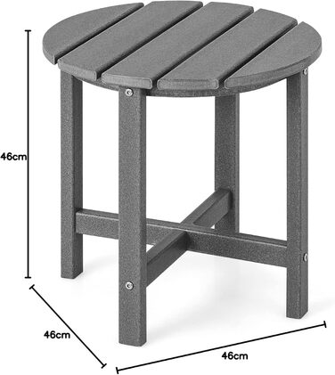 Журнальний столик COSTWAY, пластик, стійкий до ультрафіолетового випромінювання, стійкий до атмосферних впливів, 46x46x46 см, сірий, круглий