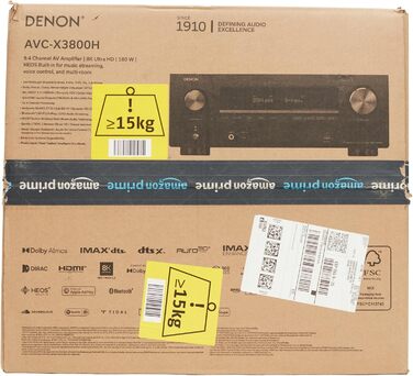 Denon AVC-X3800H 9.4-канальний AV-ресивер, підсилювач з Auro-3D, Dolby Atmos, DTS:X, 6-дюймовий 8K входи та 3 виходи, Bluetooth, AirPlay 2, HEOS Multiroom, Alexa Compatible, чорний