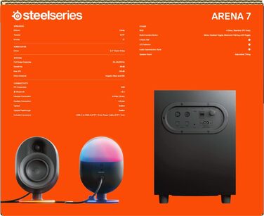 SteelSeries Arena 7 - 2.1-канальна акустична система для геймінгу з RGB підсвічуванням, чорна