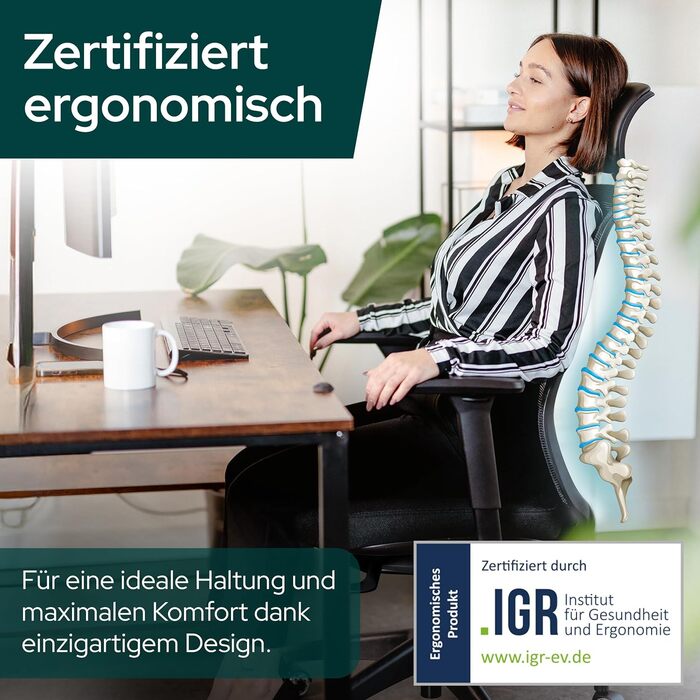 Офісний стілець SCHEKKA® Ергономічний - Індивідуально регульований, з підтримкою попереку, 3D підлокітники та дихаюча сітка - Макс. 150 кг (Без підголовника, Чорний/Червоний)