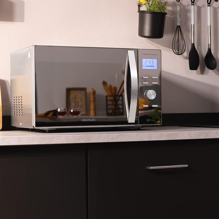 Мікрохвильова піч Cecotec ProClean 3060, 30 л, 700 Вт, 6 режимів, Ready2Clean покриття, 3D Wave, срібляста з грилем