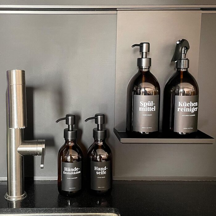 Набір дозаторів для мила MONOKO (4 шт.) з нержавіючої сталі, 500 мл, коричневий