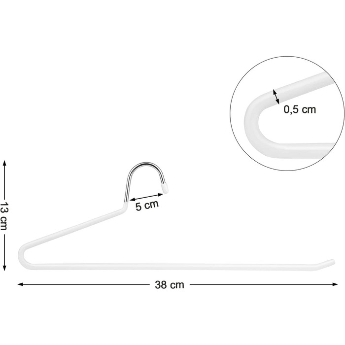 Вішалка для штанів SONGMIC, комплект з 20 предметів, вішалка з відкритим кінцем, багатофункціональна, Нековзна, 38 x 0,5 x 13 см, CRI004-20 (Білий)
