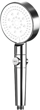 Насадка для душу Водозберігаюча, ручний душ високого тиску з 3 типами струменя, водяним затвором і фільтром, хром (сріблясто-білий)