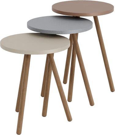 Гніздовий стіл Hjørring в наборі з 3 шт. Журнальний столик круглий Стіл для вітальні Журнальний столик Журнальний столик 49 x Ø34 см Диванний стіл (Різнокольоровий)