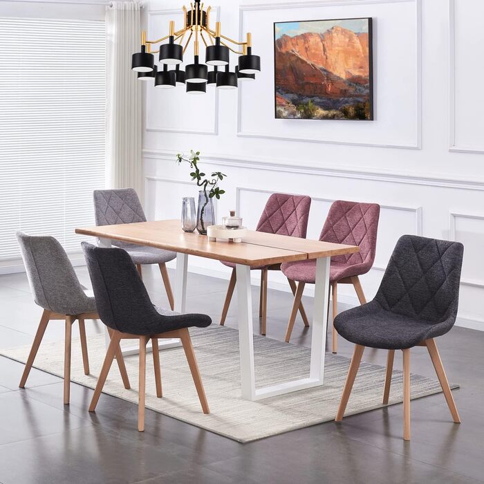 Стілець для їдальні B&D Home Tania (2 шт.) - оббивка Merlot, дизайн в стилі Skandi, для кухні, офісу, вітальні