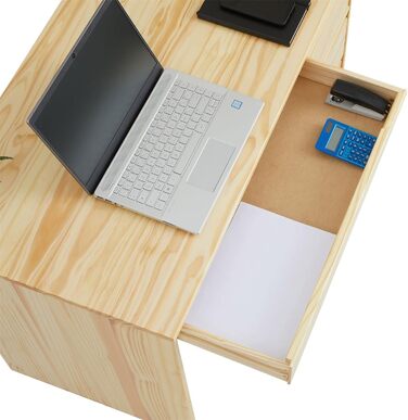 Письмовий стіл IDIMEX Hugo виготовлений з масиву сосни за своєю природою, красивий учнівський стіл з 5 висувними ящиками, практичний офісний стіл з поперечиною для стійкості