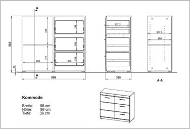 Комод, дерево, білий, 40x96x86 см, 3581-84 GW-Adana