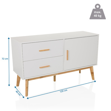 Сервант / комод TAROLO 120 x40x72 см 2 шухляди 1 двері білий hjh LIVING