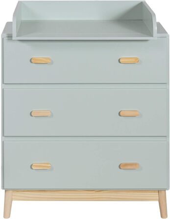 Комод з пеленальним столиком Rebecca Mobili, Aqua Grün Braun, колір блакитно-зелений, матеріал - сосна та MDF, компактний, знімний пеленальний столик, розміри 100 x 80 x 42 см, арт. RE6985