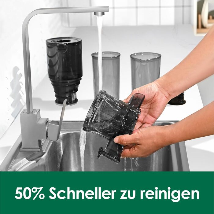 Фреш-прес Fretta Slow Juicer: повільний відцентровий соковичавник, 200W, великий завантажувальний отвір 108 мм, BPA-free Tritan, легке очищення (чорний)