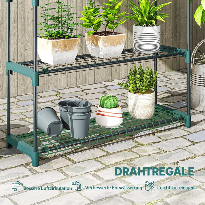 Набір з 2 підставок для рослин, 4 яруси, висота 104 см, квітковий стеллаж для дому та саду, сталь, темно-зелений