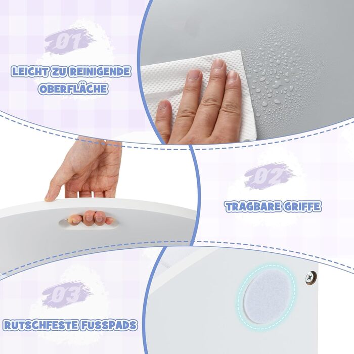 Дитячий стіл DREAMADE з 4 стільцями, комплект меблів для дитячої кімнати (сірий)