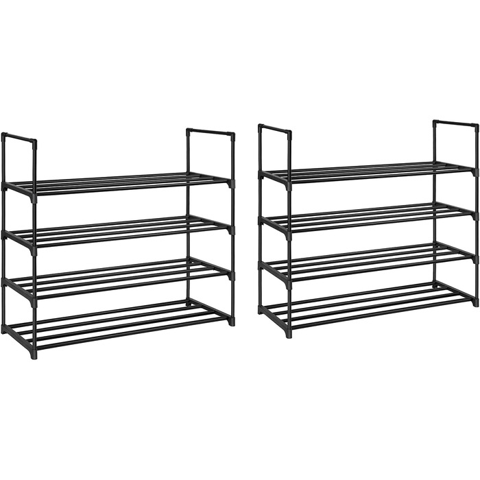 Полиця для взуття 4 рівня, комплект з 2 шт. , полиця для взуття металева, місце для зберігання взуття, органайзер для взуття на 16-20 пар взуття, штабельований, для передпокою, вітальні, спальня, 30 х 92 х 74 см, чорний LSA08BK 2 4 рівня (30 х 92 х 74 см)