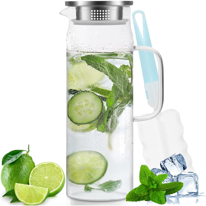 Скляна карафа Yirilan 1.5L з кришкою: для води, напоїв, соків