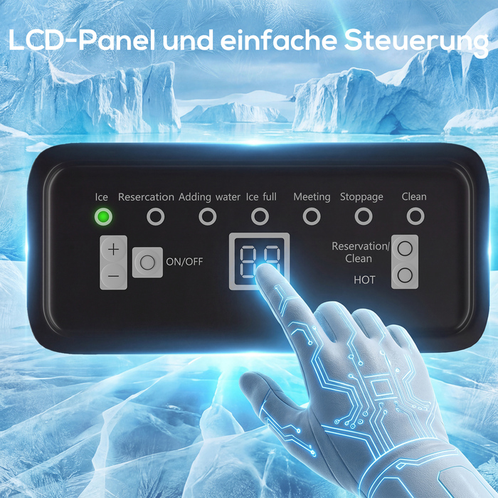 Професійна льодогенераторна машина, 45 кг/24 год, нержавіюча сталь, вбудована або окремостояча, сріблястий колір