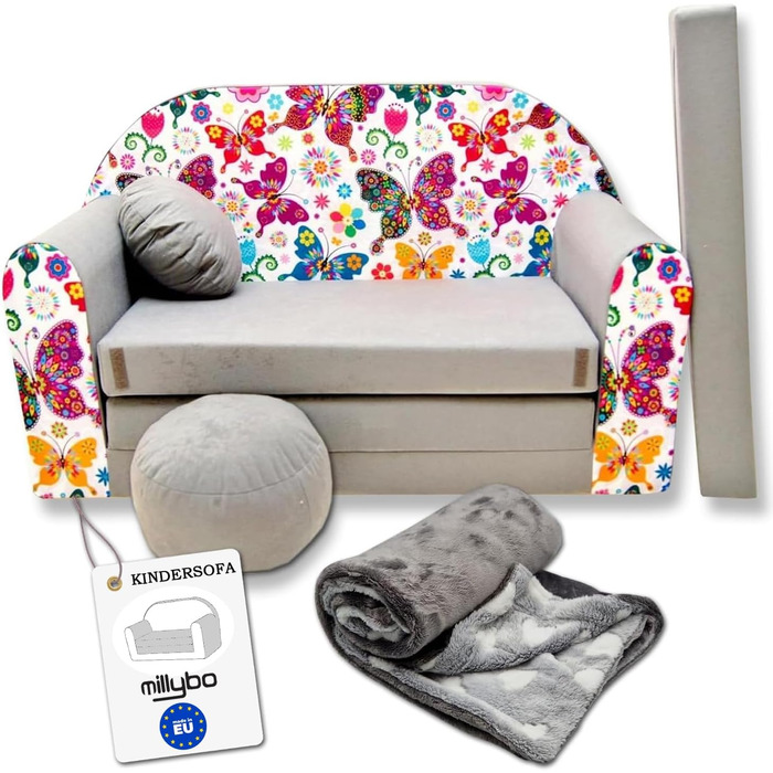 Дитяче диван-ліжко 3в1 з функцією висування, трансформер для дитячої кімнати, м'який пуф-крісло для дівчаток та хлопчиків, модель A33