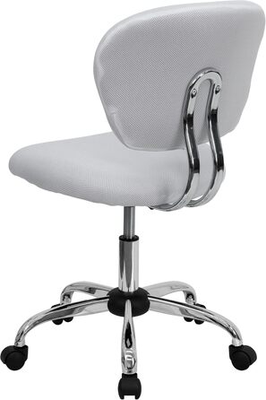 Офісне крісло Flash Furniture H-2376-F-WHT-GG, середня спинка, біла сітка, хромована основа, без підлокітників