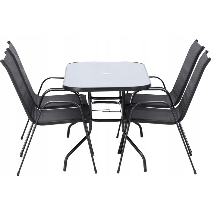 Комплект садових меблів GardenLine, метал, чорний, 5 предметів