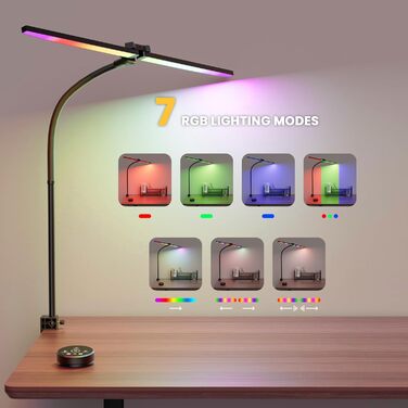 LED лампа для столу CaalLogt з двома головками, димер, пульт керування, захист очей, для роботи, читання та навчання