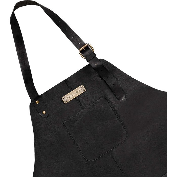 Чоловіча шкіряна фартух для грилю Drakensberg 'Bob', ручної роботи, вінтажний чорний колір