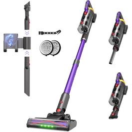 Бездротовий акумуляторний пилосос UNINELL HOME 48000Pa, 550W, 65 хвилин роботи, LED-дисплей, антизаплутувальна щітка, тиха робота, для килимів, твердих підлог та шерсті тварин (фіолетовий)