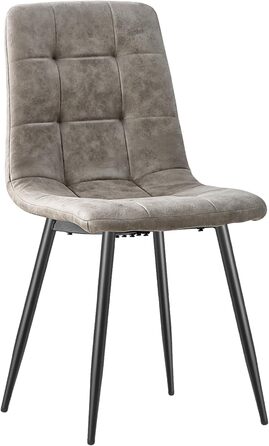 Набір обідніх стільців Techno, тканинні кухонні стільці, м'які стільці з чорними металевими ніжками, для їдальні, зони очікування та вітальні (4 шт., хакі-сірий)