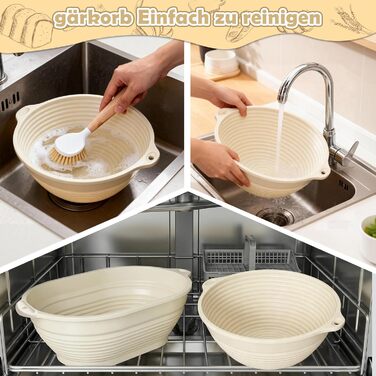 Набір для випікання хліба: 13 предметів, корзини для бродіння (овальна 28 см, кругла 25 см) з силікону, для початківців та професіоналів