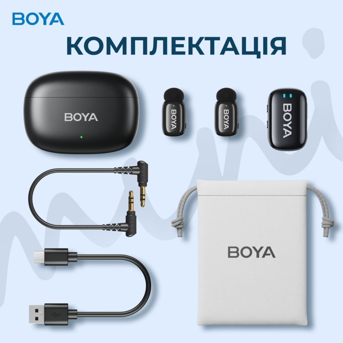 Бездротовий петличний мікрофон BOYA mini-18 TRS for camera Black
