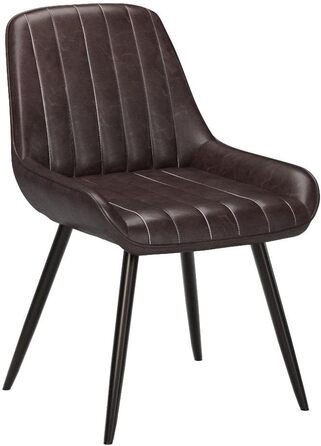 Крісла для їдальні Lestarain (2 шт.), для кухні, вітальні, їдальні. Ретро стиль, м'яке сидіння, металеві ніжки, до 150 кг, штучна шкіра, темно-коричневий