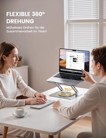 Підставка для ноутбука Lamicall, регульована - 360° обертання, складна, алюмінієва - для столу/офісу, універсальна ергономічна підставка для Macbook Pro Air, 10-17,3' - срібна