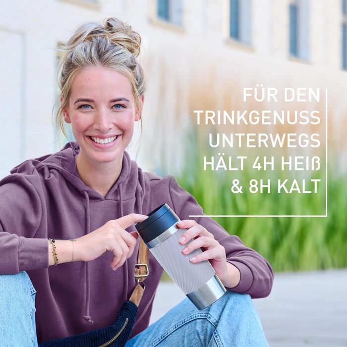 Термокружка Emsa Travel Mug Classic Twist 0.36 л, лавандова, з кришкою Quick-Press, для гарячих та холодних напоїв