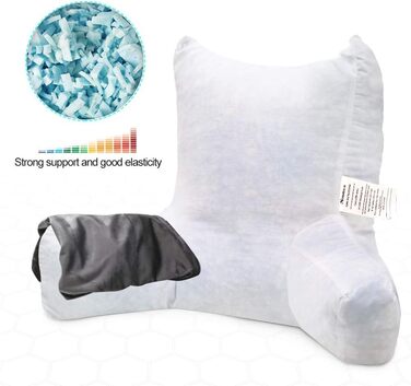 Підлогове крісло-подушка для читання, м'яке крісло для сну, подушка для спини до ліжка, крісло-подушка з підлокітниками та кишенями, спинка та підтримка знімний чохол, для дорослих