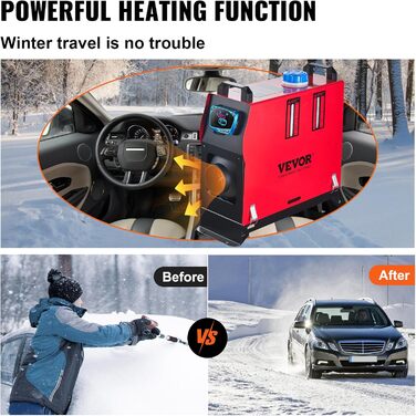 Електрична дизельна пічка опалення VEVOR 12V, 8kW, для авто, RV, човнів, вантажівок, будинків на колесах, автобусів, з вихлопним патрубком (1 вихід)