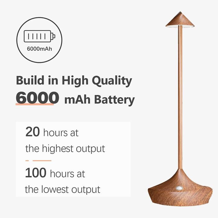 LED настільна лампа Hapfish 2 шт. на акумуляторі, бездротова, диммувана, водонепроникна, для дому та вулиці, матеріал: алюміній, колір: коричневий (2шт)