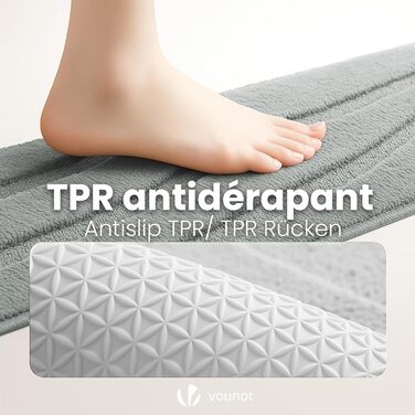 Набір килимків для ванної кімнати VOUNOT 2 шт. з мікрофібри, м'який, швидковисихаючий, 60x90 см, сірий