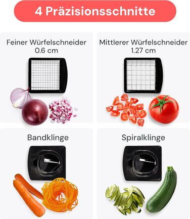 Набір для нарізки овочів та фруктів 4-в-1 (білий) - спіралізатор, нарізувач, тертка, шинковка