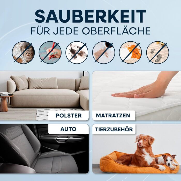 CLEANmaxx Професійний пароочисник та чистий для килимів та оббивки | EASYmaxx засіб для чищення килимів | Миючий пилосос для диванів, авто, килимів, оббивки та ін. | Плямисто-видалятор чорного кольору з шампунем Pro Steam Touch 2000W