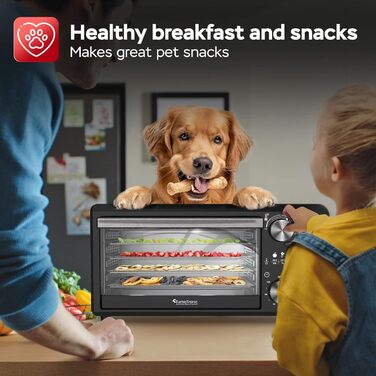 TurboWave BIO сушарка для продуктів, 14 л, металева, 5 ящиків, 30-80°C, таймер, рецепти