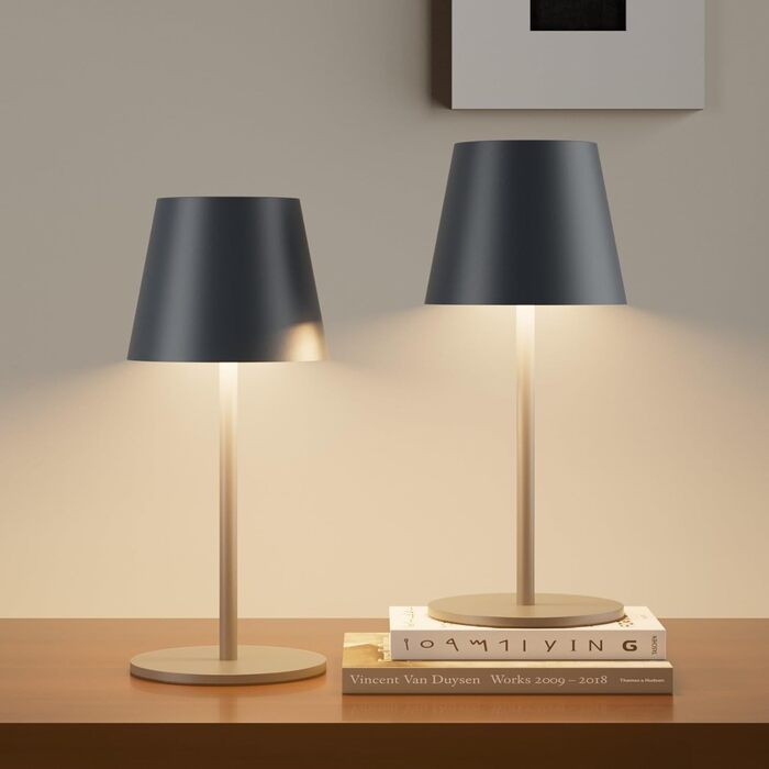 LED настільна лампа Lundwa з акумулятором, 26 см, 5000 mAh, 3W, 3000K, IP54, для кемпінгу, ресторану, спальні, бару (1 шт.)