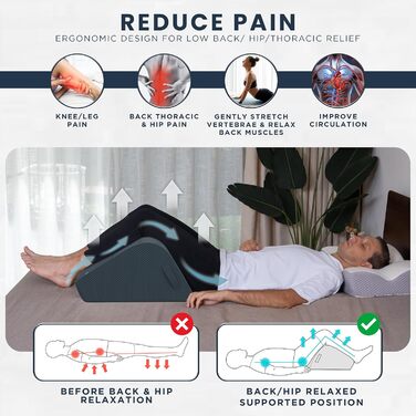 Підвищувальне подушка Zen Bloks для ніг, з піни, 28 см, ергономічна підтримка спини, для полегшення болю в колінах, відновлення після тренувань, сіра, розмір M