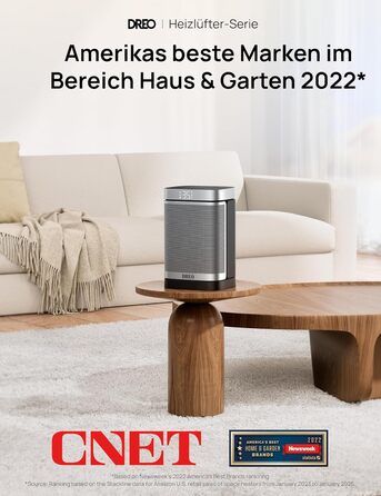 Електричний обігрівач Dreo з термостатом, 1500W, керамічний, тихий, з осциляцією, ECO-режим, таймер 12 годин, захист від перегріву та перекидання, срібний